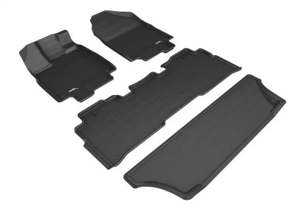 3D MAXpider Floor Mats Honda Odyssey (18-24) All-Weather Kagu Series Black - Front / Second / Third Row