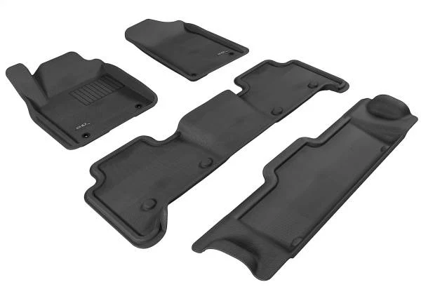 3D MAXpider Floor Mats Infiniti QX80 7 Seater (2014-2024) All-Weather Kagu Series Black - Front / Second / Third Row