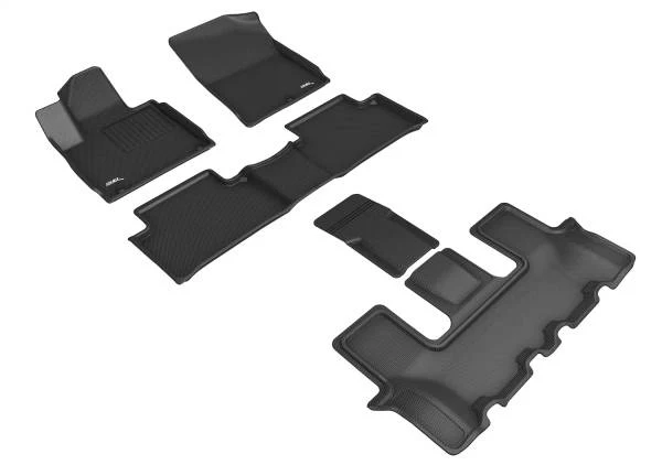 3D MAXpider Floor Mats Kia Sorento 6 Seater (22-24) All-Weather Kagu Series Black - Front / Second / Third Row