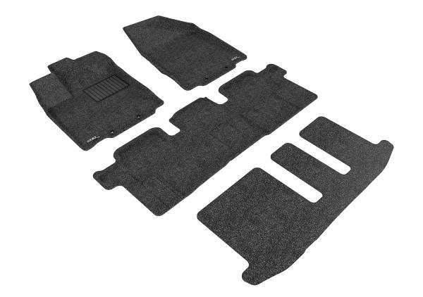 3D MAXpider Floor Mats Nissan Pathfinder (2013-2020) All-Weather Kagu Series Black - Front / Second / Third Row