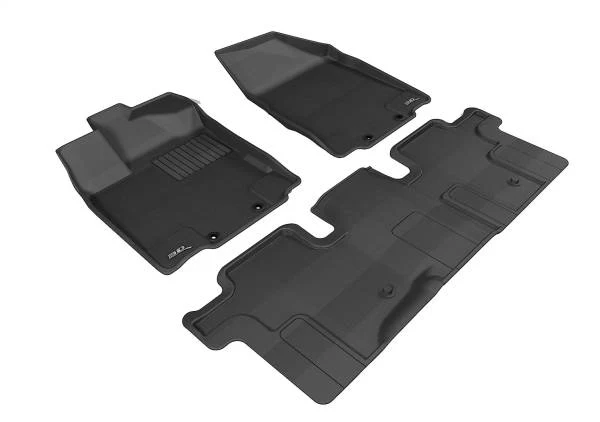 3D MAXpider Floor Mats Nissan Pathfinder (2013-2020) All-Weather Kagu Series Black - Front / Second / Third Row - Image 5