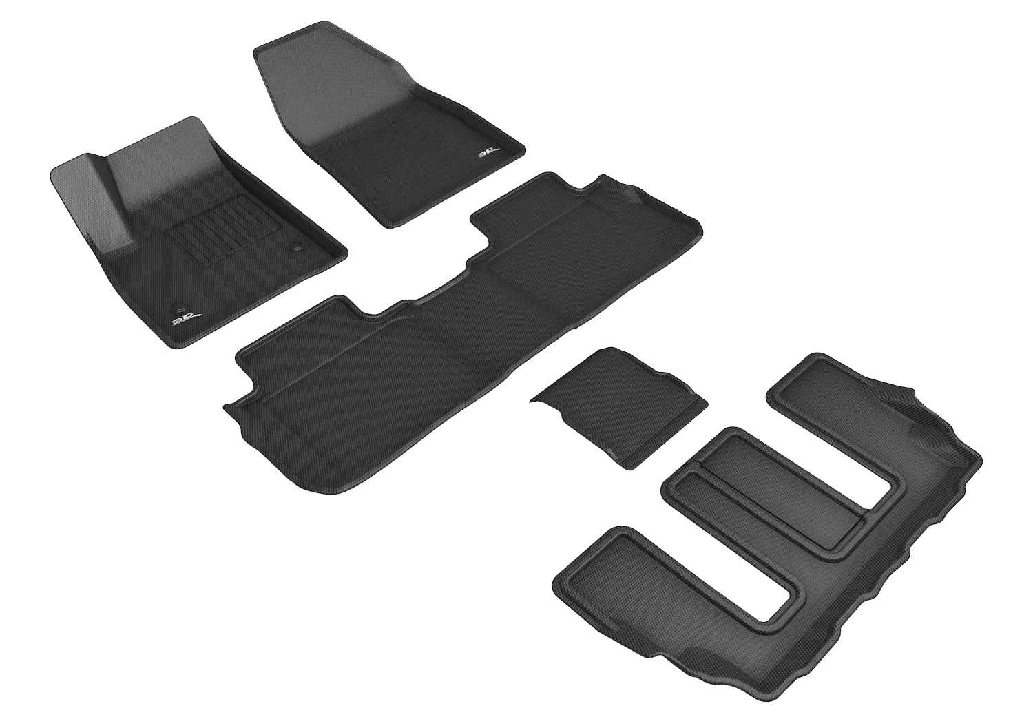 3D MAXpider Floor Mats Cadillac XT6 6 / 7 Seater (20-24) All-Weather Kagu Series Black - Front / Second / Third Row