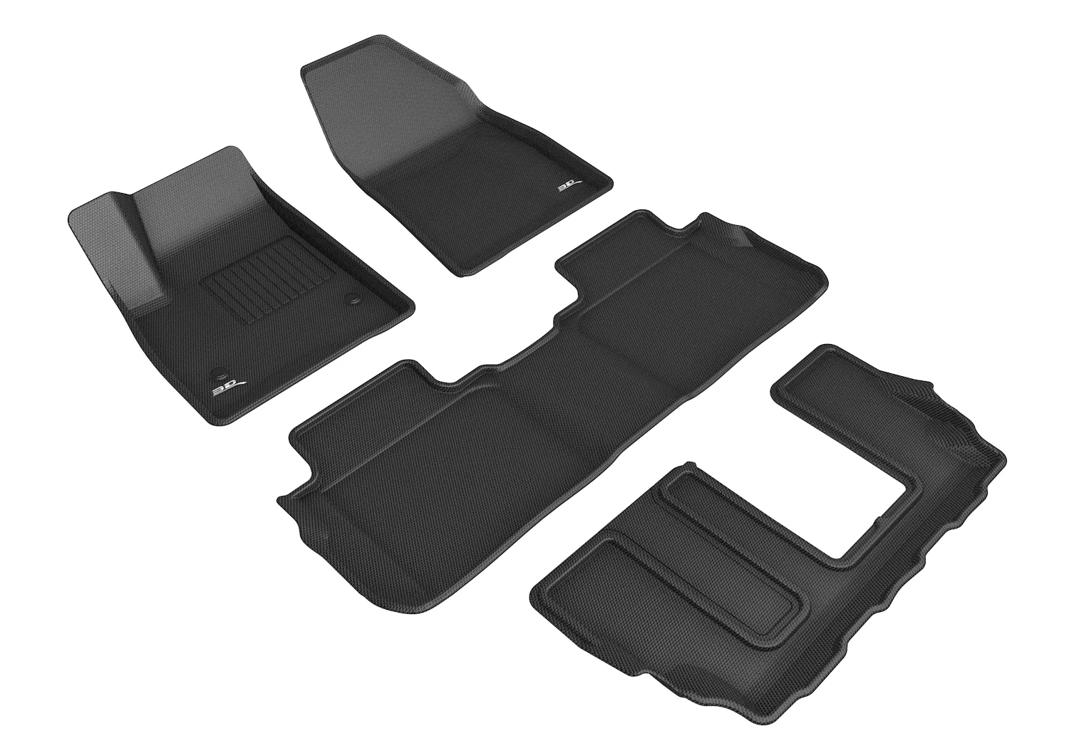 3D MAXpider Floor Mats Cadillac XT6 6 / 7 Seater (20-24) All-Weather Kagu Series Black - Front / Second / Third Row - Image 5