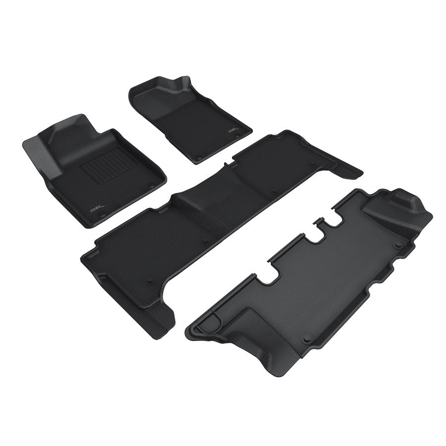 3D MAXpider Floor Mats Nissan Armada (19-24) All-Weather Kagu Series Black - Front / Second / Third Row