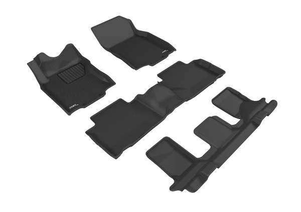 3D MAXpider Floor Mats Nissan Rogue (14-20) All-Weather Kagu Series Black - Front / Second / Third Row
