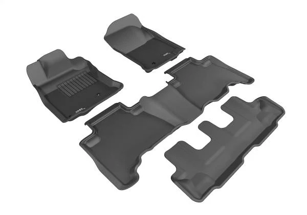 3D MAXpider Floor Mats Toyota 4Runner 7 Seater (10-12) All-Weather Kagu Series Black - Front / Second / Third Row