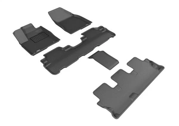 3D MAXpider Floor Mats Toyota Highlander (14-19) All-Weather Kagu Series Black - Front / Second / Third Row - Image 2