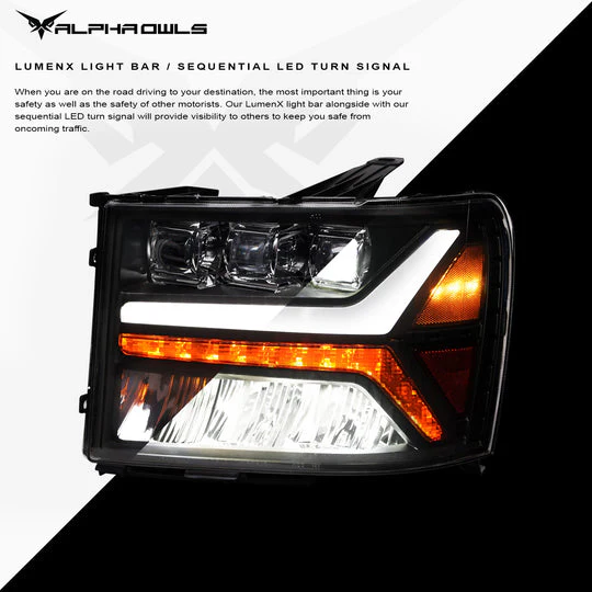 Alpha Owls Projector Headlights Chevy Silverado / GMC Sierra (07-14) 5500K Super White LED - Image 6
