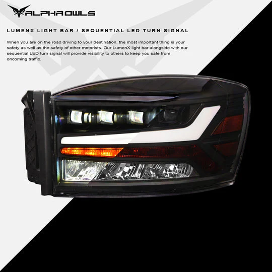 Alpha Owls Projector Headlights Dodge Ram (06-22) 5500K Super White LED - Image 2