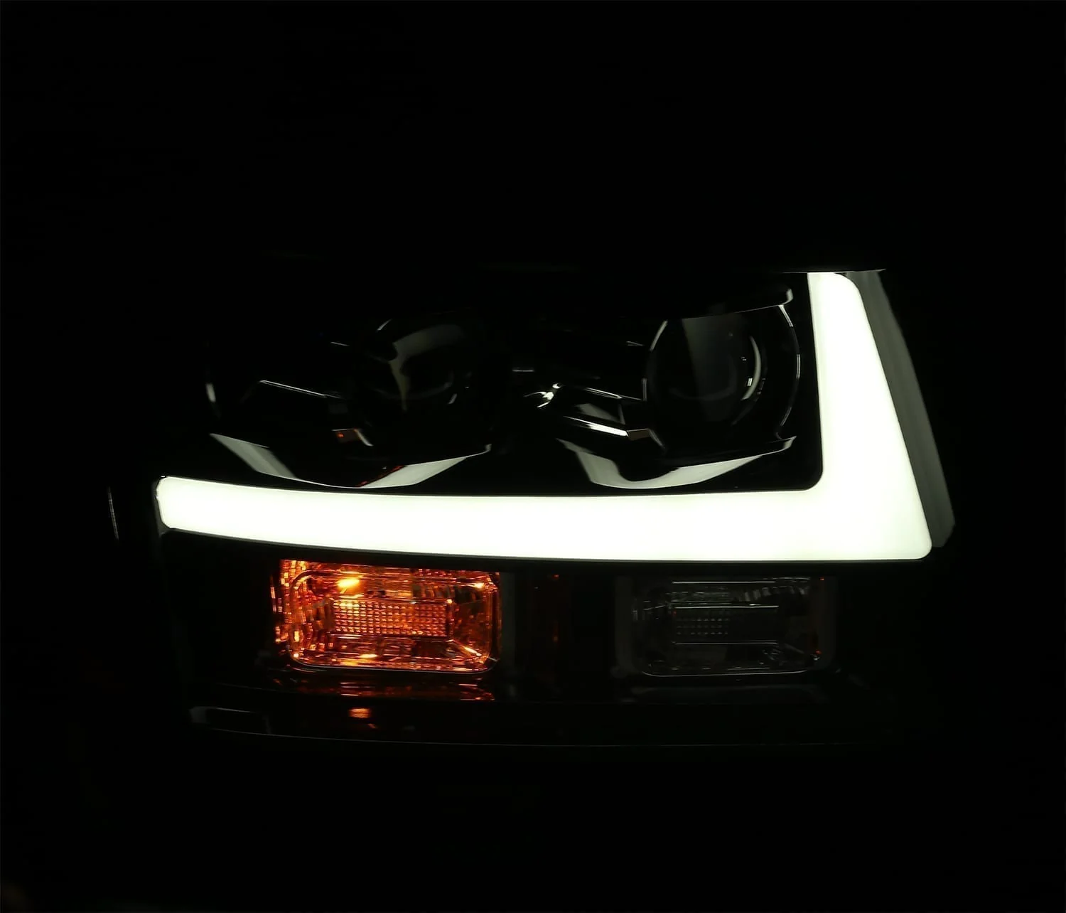 AlphaRex LED Projector Headlights Chevy Avalanche (07-13) [LUXX Series - DRL Light Tube] Black or Chrome - Image 4