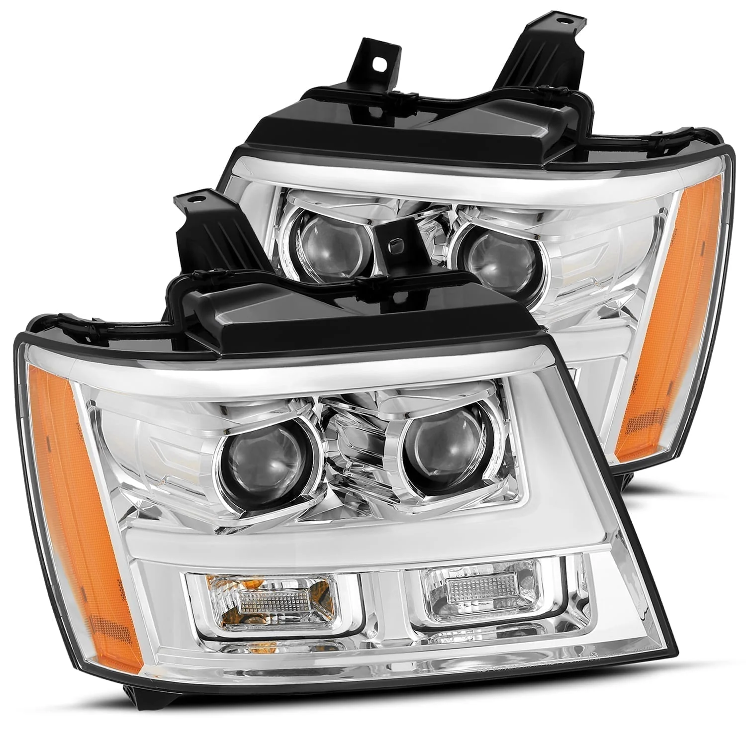 AlphaRex LED Projector Headlights Chevy Avalanche (07-13) [LUXX Series - DRL Light Tube] Black or Chrome - Image 9