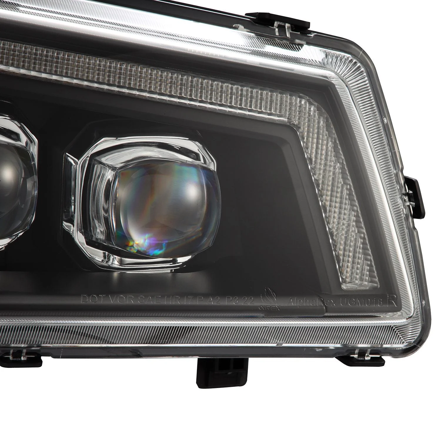 AlphaRex LED Projector Headlights Chevy Avalanche w/o Body Cladding (02-06) [3D Ice-Cube LED - NOVA Series w/ DRL] Alpha-Black / Chrome / Black - Image 19