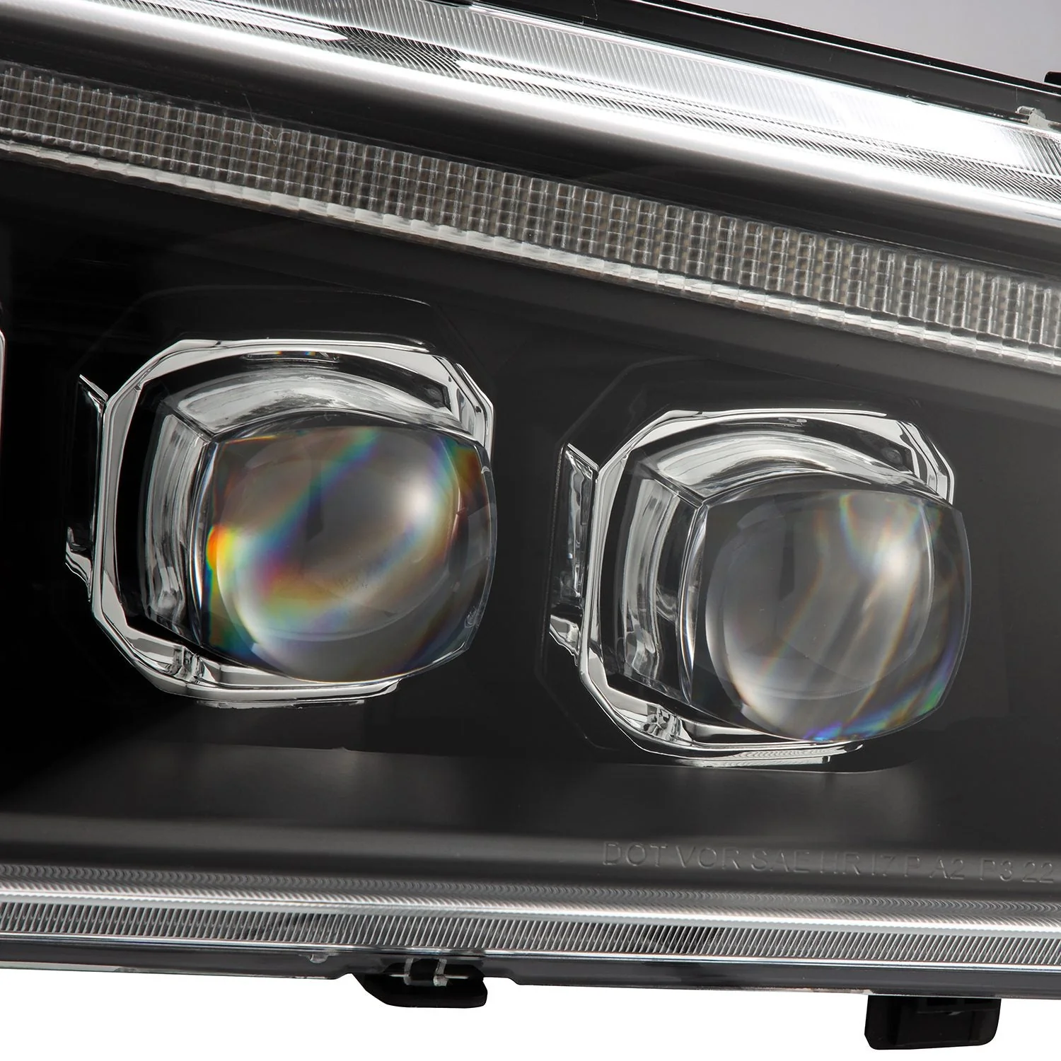 AlphaRex LED Projector Headlights Chevy Avalanche w/o Body Cladding (02-06) [3D Ice-Cube LED - NOVA Series w/ DRL] Alpha-Black / Chrome / Black - Image 20