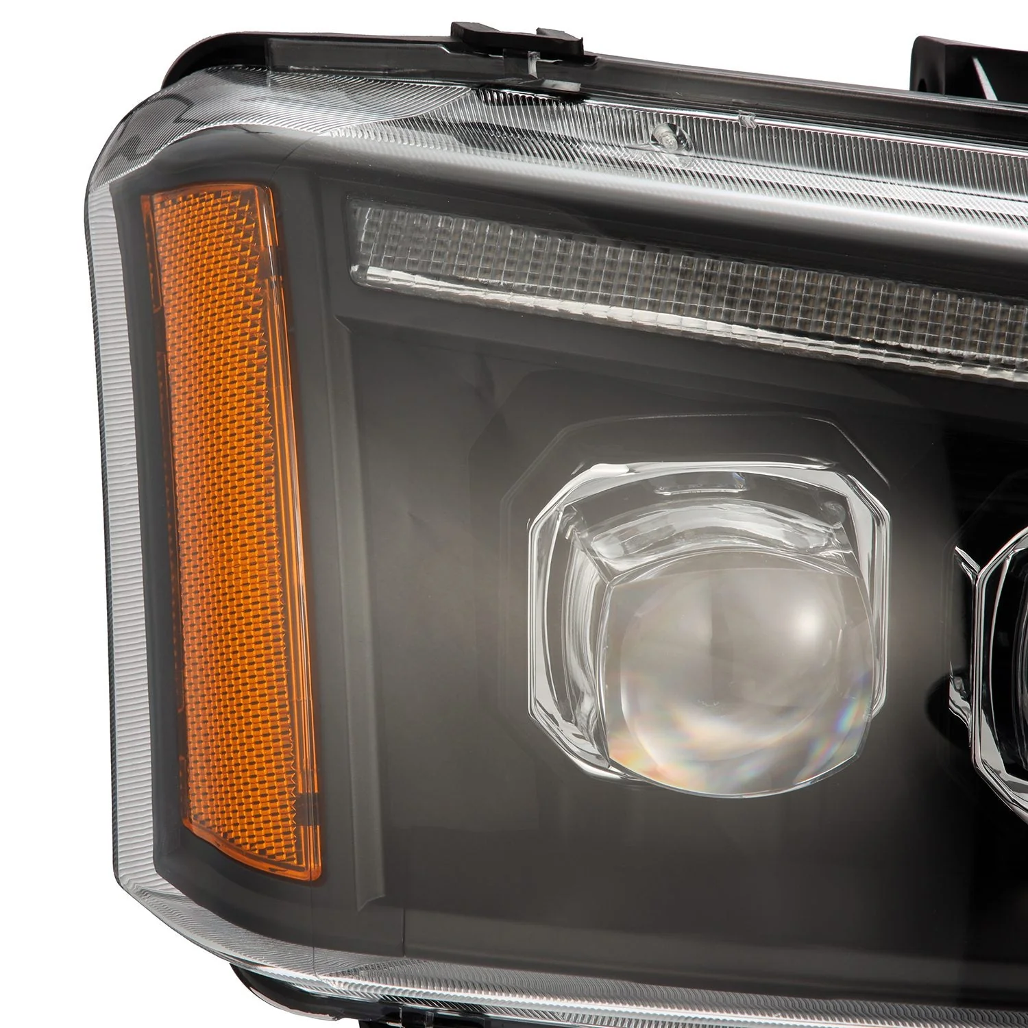 AlphaRex LED Projector Headlights Chevy Avalanche w/o Body Cladding (02-06) [3D Ice-Cube LED - NOVA Series w/ DRL] Alpha-Black / Chrome / Black - Image 21
