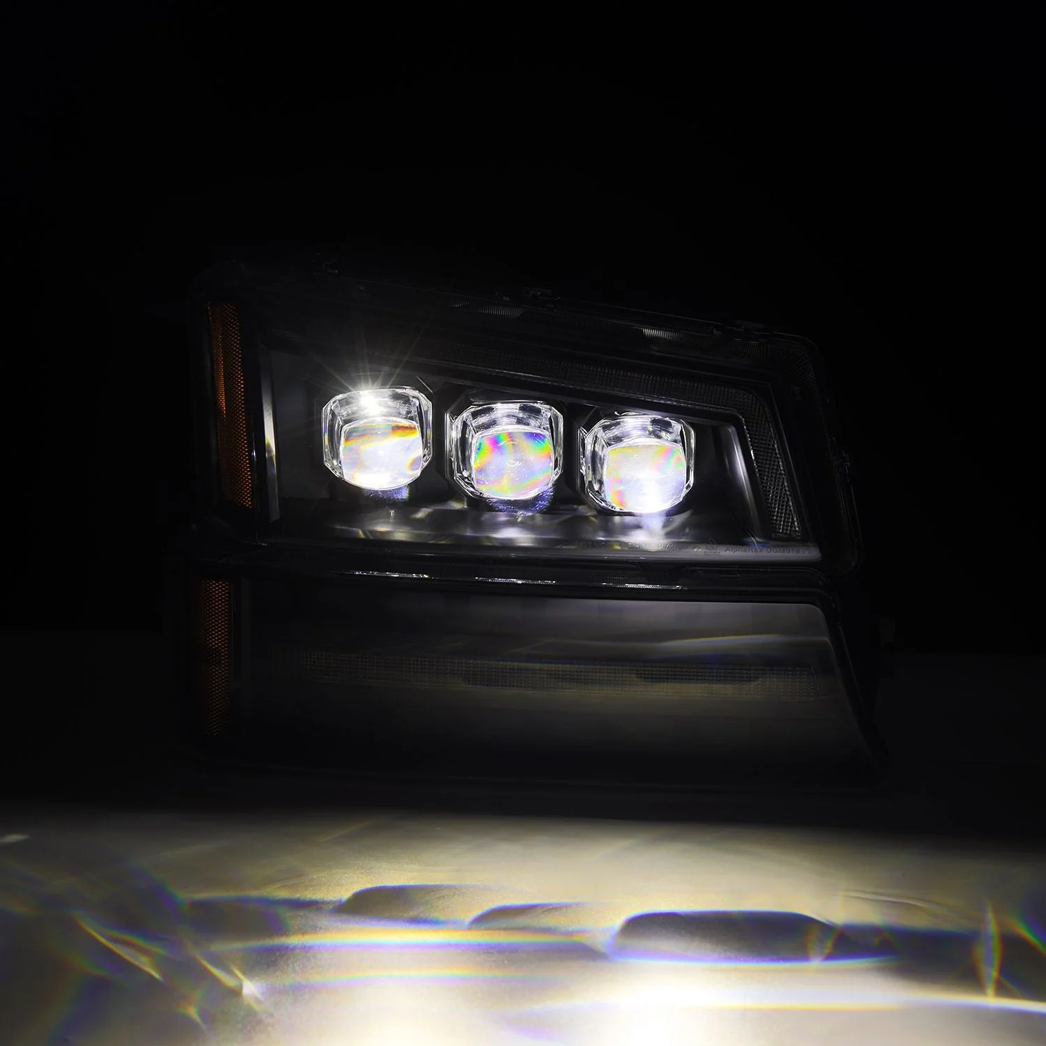 AlphaRex LED Projector Headlights Chevy Avalanche w/o Body Cladding (02-06) [3D Ice-Cube LED - NOVA Series w/ DRL] Alpha-Black / Chrome / Black - Image 25