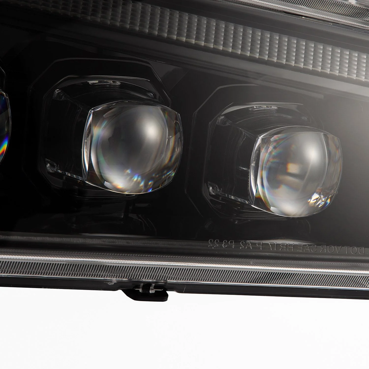 AlphaRex LED Projector Headlights Chevy Avalanche w/o Body Cladding (02-06) [3D Ice-Cube LED - NOVA Series w/ DRL] Alpha-Black / Chrome / Black - Image 3