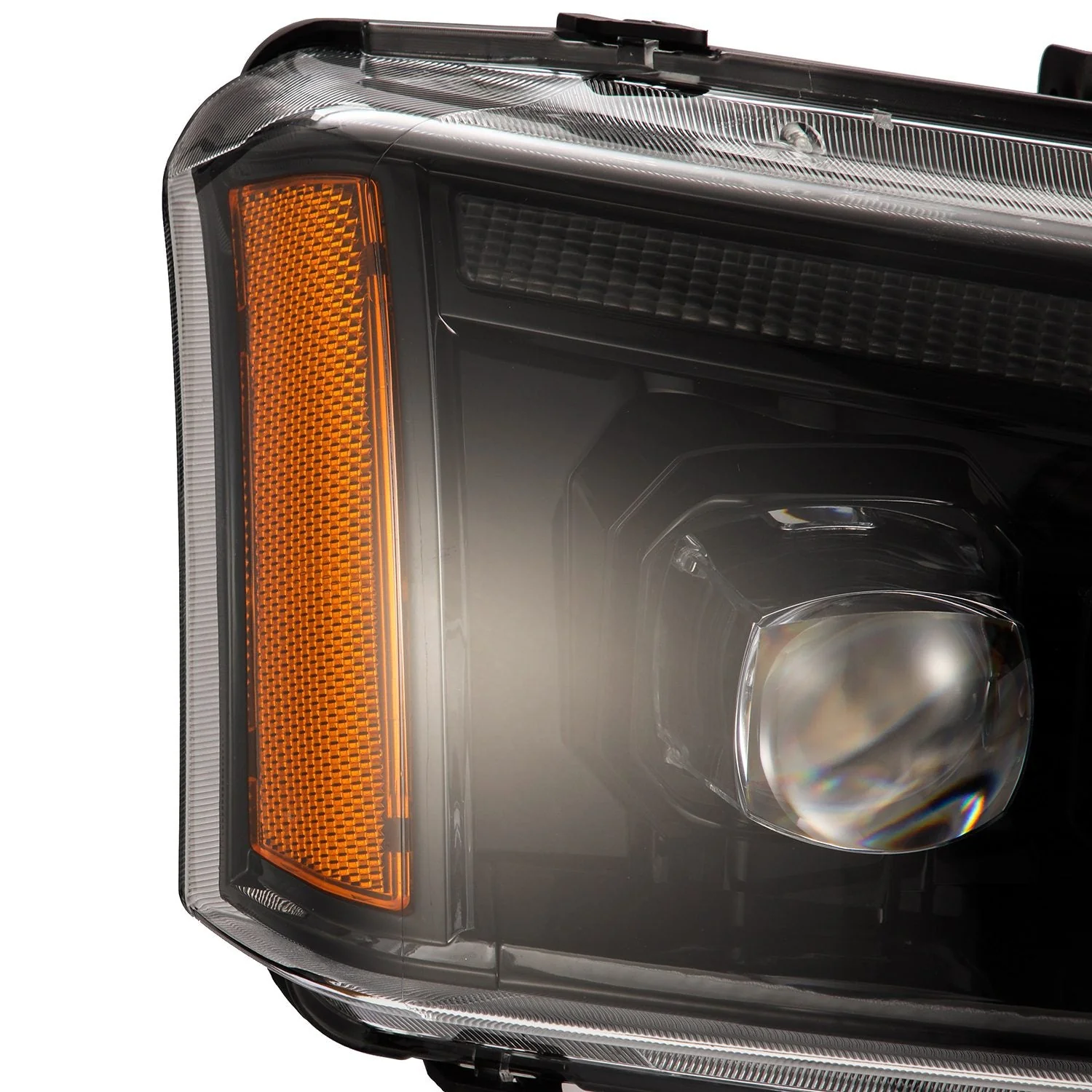 AlphaRex LED Projector Headlights Chevy Avalanche w/o Body Cladding (02-06) [3D Ice-Cube LED - NOVA Series w/ DRL] Alpha-Black / Chrome / Black - Image 4