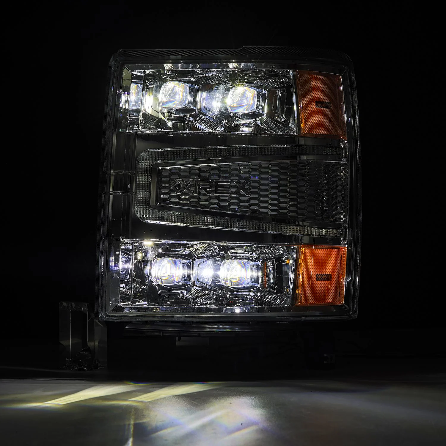 AlphaRex LED Projector Headlights Chevy Silverado 1500 (14-16) [3D Ice-Cube LED - NOVA Series w/ DRL] Black / Chrome / Jet Black - Image 10