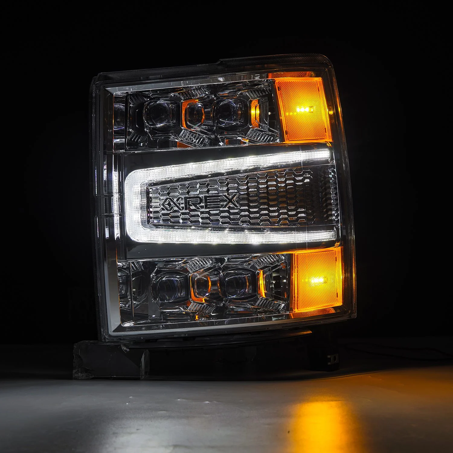 AlphaRex LED Projector Headlights Chevy Silverado 1500 (14-16) [3D Ice-Cube LED - NOVA Series w/ DRL] Black / Chrome / Jet Black - Image 13
