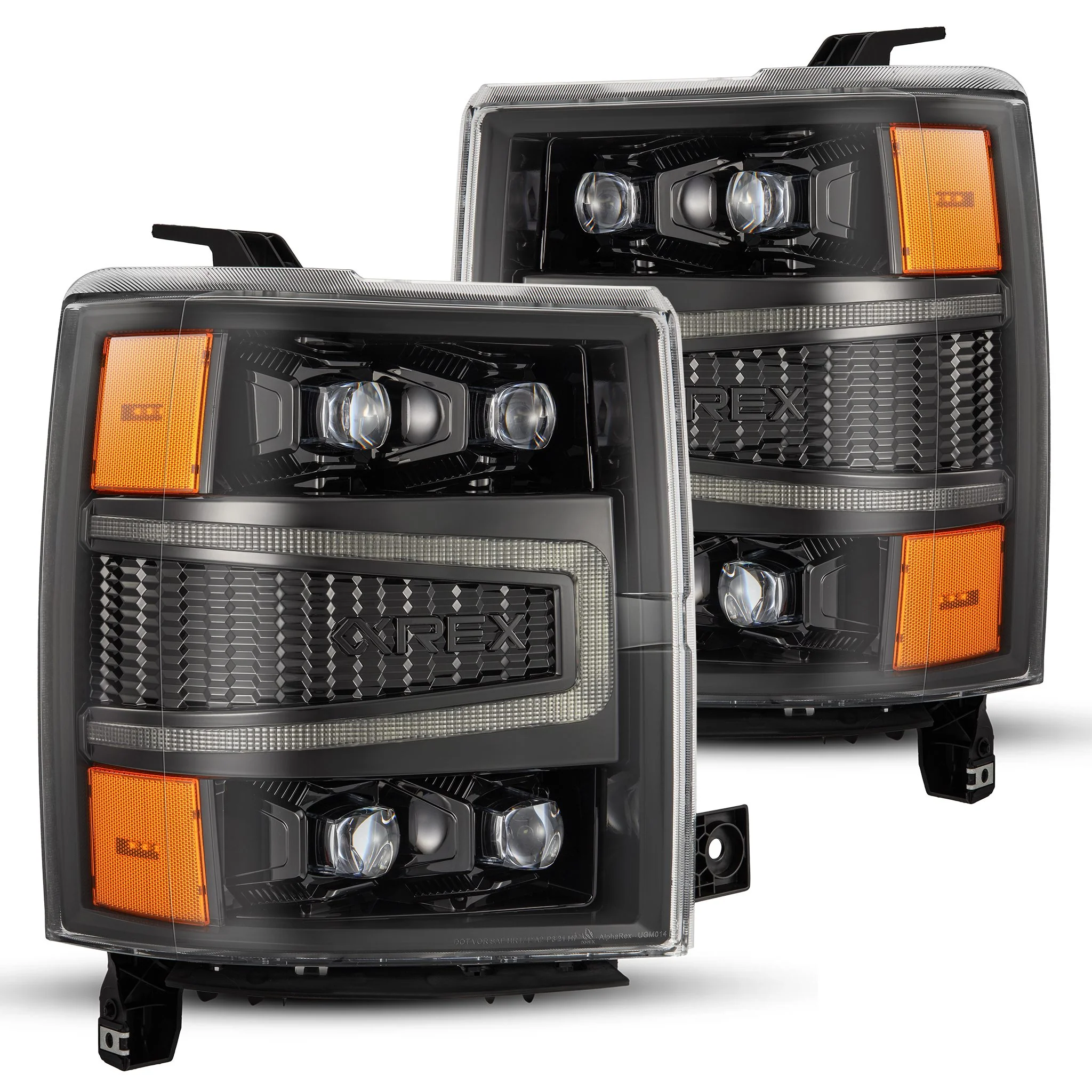 AlphaRex LED Projector Headlights Chevy Silverado 1500 (14-16) [3D Ice-Cube LED - NOVA Series w/ DRL] Black / Chrome / Jet Black - Image 14