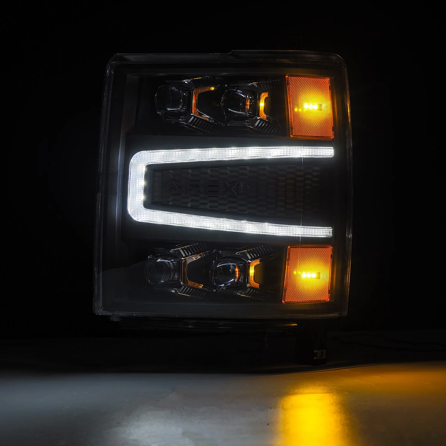 AlphaRex LED Projector Headlights Chevy Silverado 1500 (14-16) [3D Ice-Cube LED - NOVA Series w/ DRL] Black / Chrome / Jet Black - Image 4
