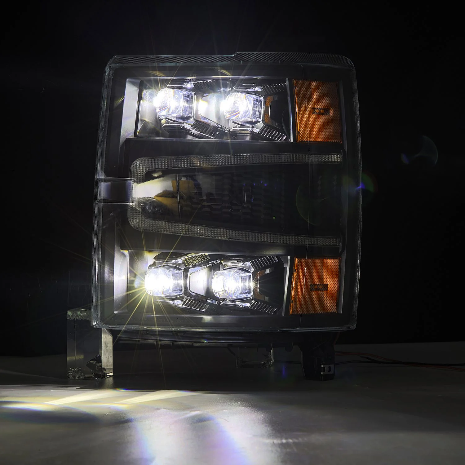 AlphaRex LED Projector Headlights Chevy Silverado 1500 (14-16) [3D Ice-Cube LED - NOVA Series w/ DRL] Black / Chrome / Jet Black - Image 6