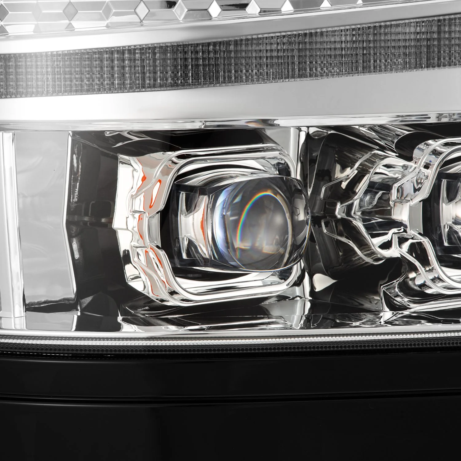 AlphaRex LED Projector Headlights Chevy Silverado 1500 (16-18) [3D Ice-Cube LED - NOVA Series w/ DRL] Black / Chrome / Jet Black - Image 16