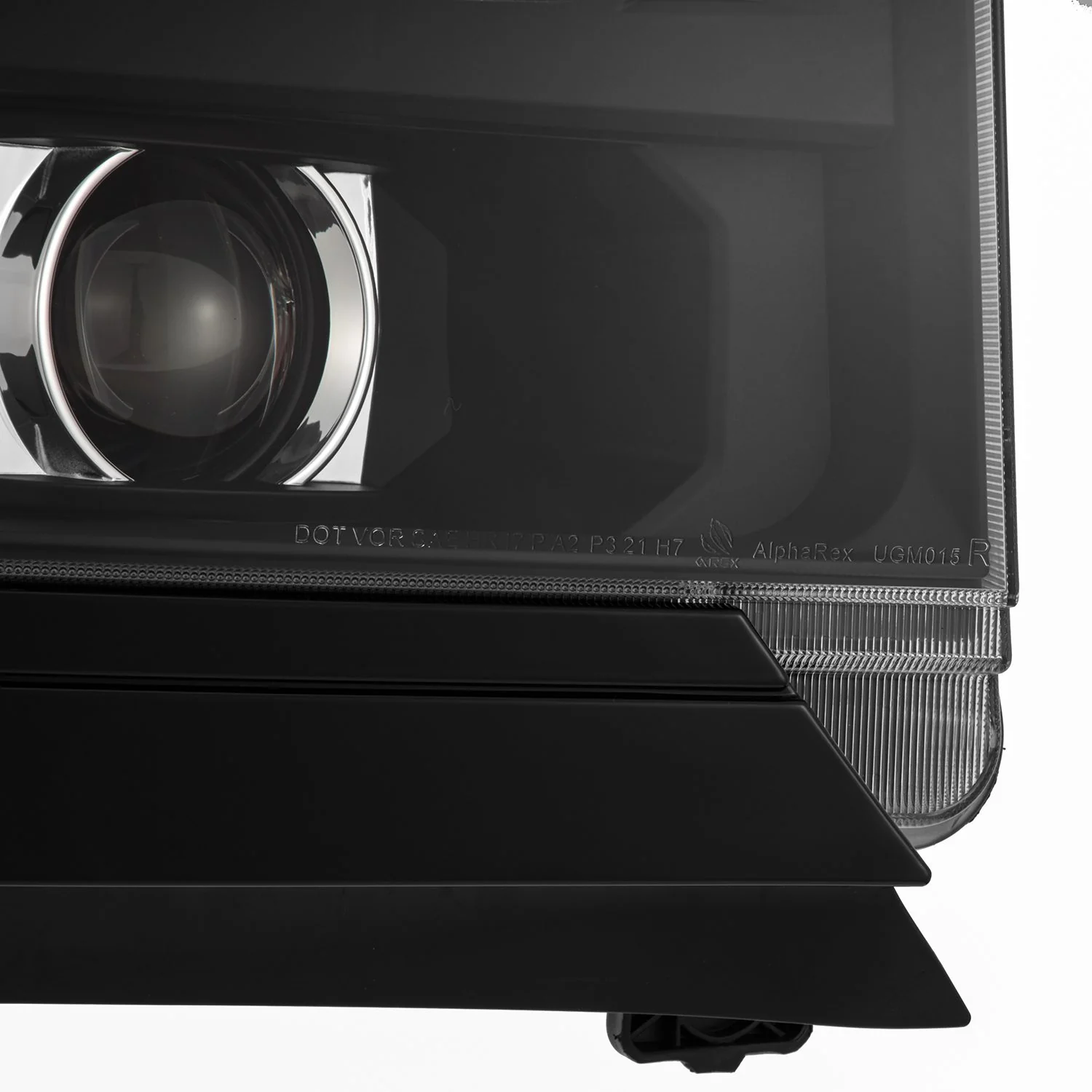 AlphaRex LED Projector Headlights Chevy Silverado 1500 (16-18) [LUXX Series - DRL Light Tube] Alpha-Black / Black / Chrome - Image 14