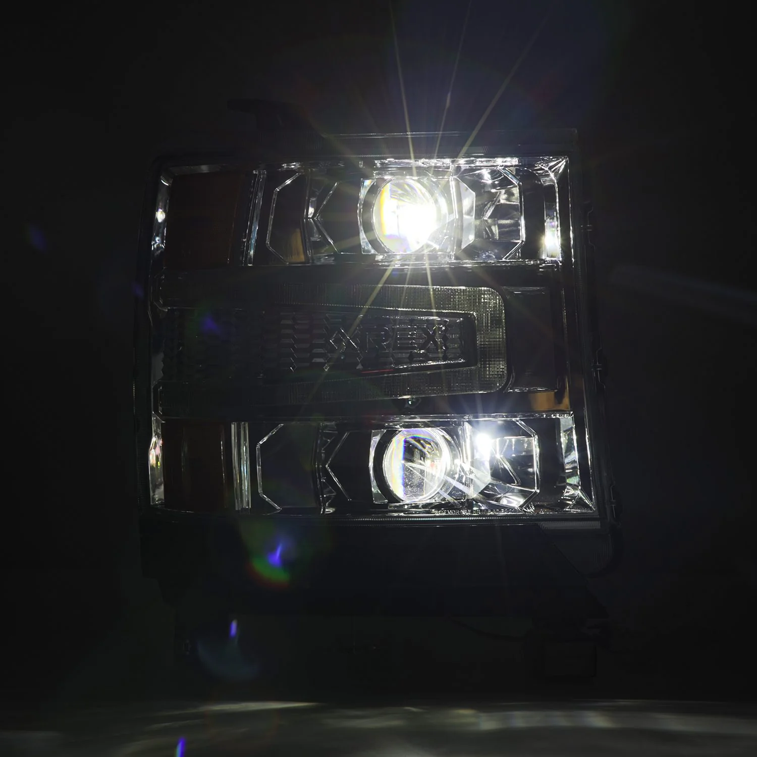 AlphaRex LED Projector Headlights Chevy Silverado 1500 (16-18) [LUXX Series - DRL Light Tube] Alpha-Black / Black / Chrome - Image 16