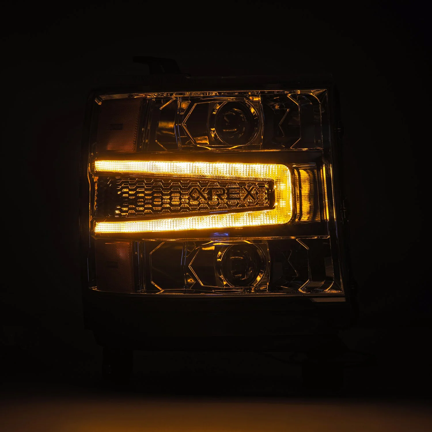 AlphaRex LED Projector Headlights Chevy Silverado 1500 (16-18) [LUXX Series - DRL Light Tube] Alpha-Black / Black / Chrome - Image 18