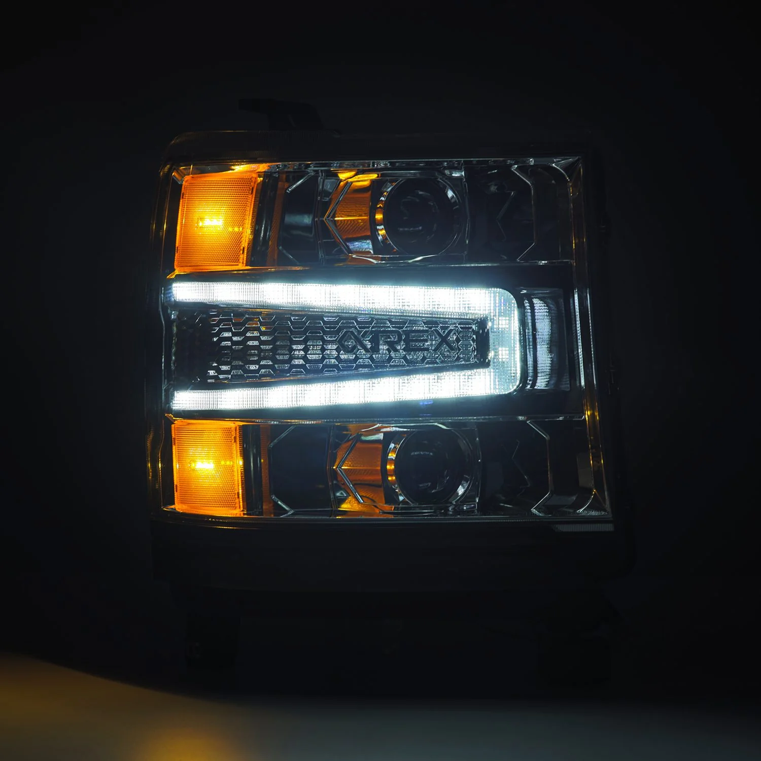 AlphaRex LED Projector Headlights Chevy Silverado 1500 (16-18) [LUXX Series - DRL Light Tube] Alpha-Black / Black / Chrome - Image 19