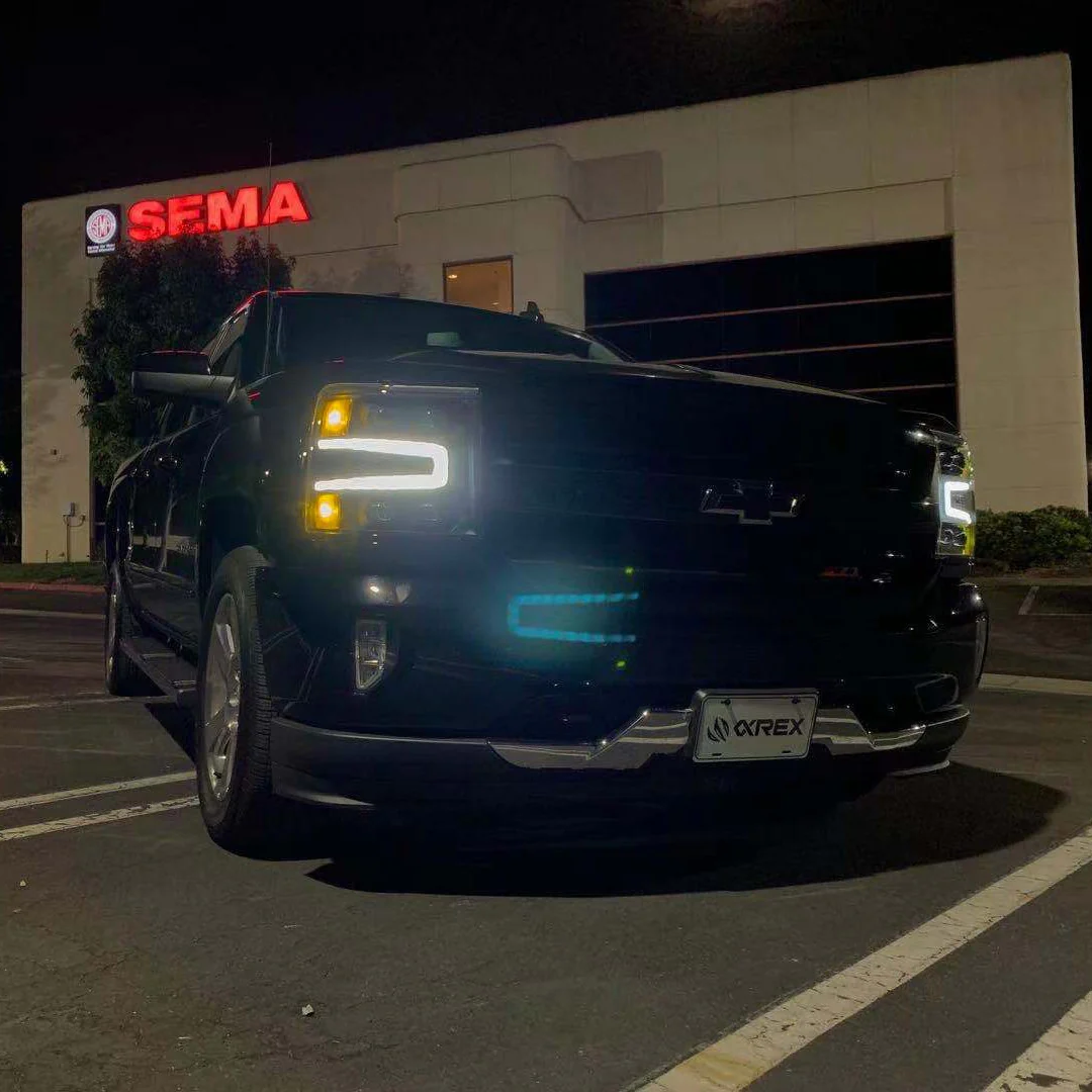 AlphaRex LED Projector Headlights Chevy Silverado 1500 (16-18) [LUXX Series - DRL Light Tube] Alpha-Black / Black / Chrome - Image 22