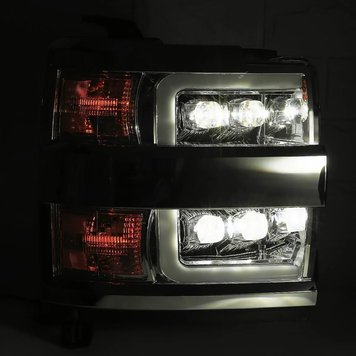 AlphaRex LED Projector Headlights Chevy Silverado 2500HD/3500HD (15-19) [3D Ice-Cube LED - NOVA Series w/ DRL] Black / Chrome / Jet Black - Image 18