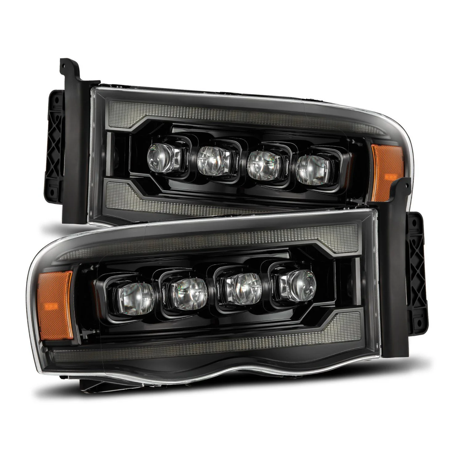 AlphaRex LED Projector Headlights Dodge Ram (02-05) [3D Ice-Cube LED - NOVA Series w/ DRL] Black / Chrome / Jet Black - Image 15