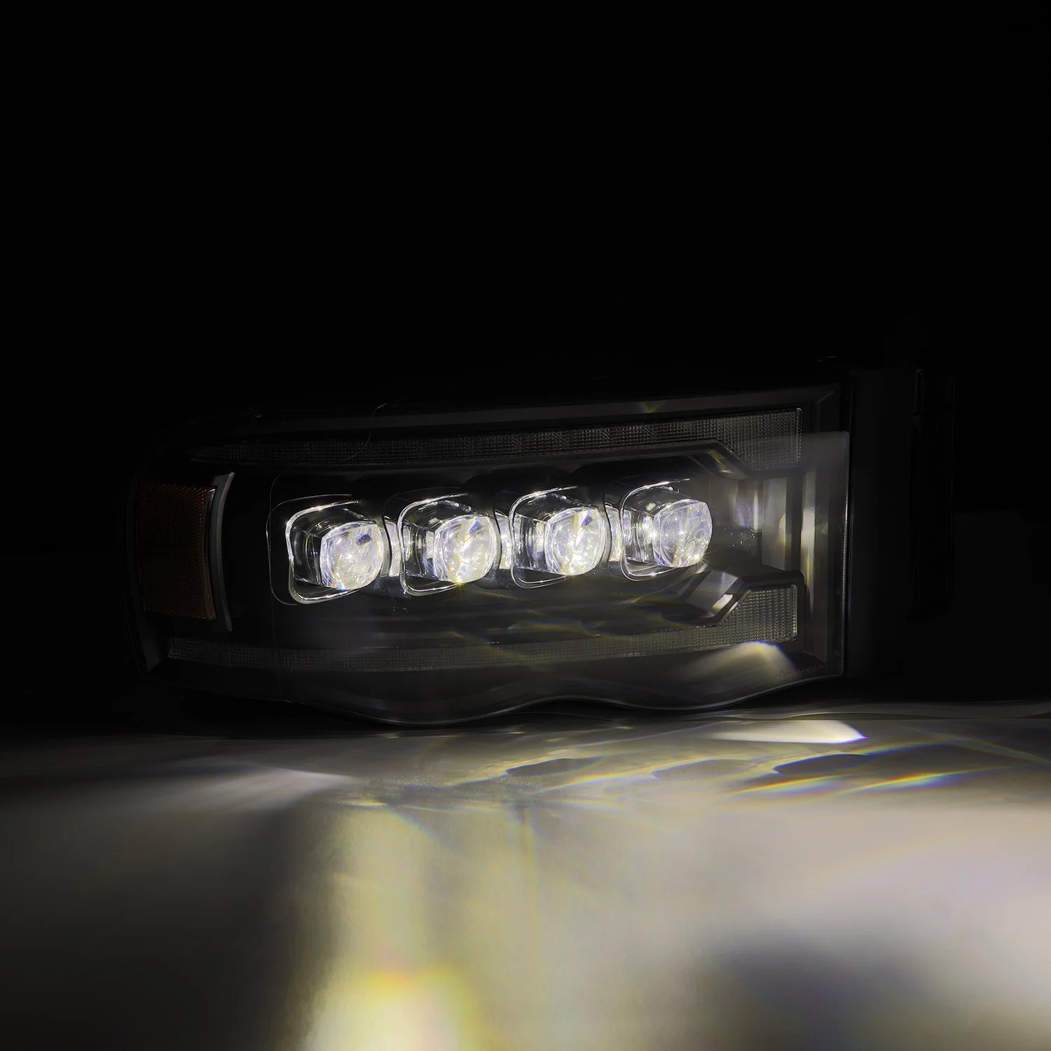 AlphaRex LED Projector Headlights Dodge Ram (02-05) [3D Ice-Cube LED - NOVA Series w/ DRL] Black / Chrome / Jet Black - Image 6