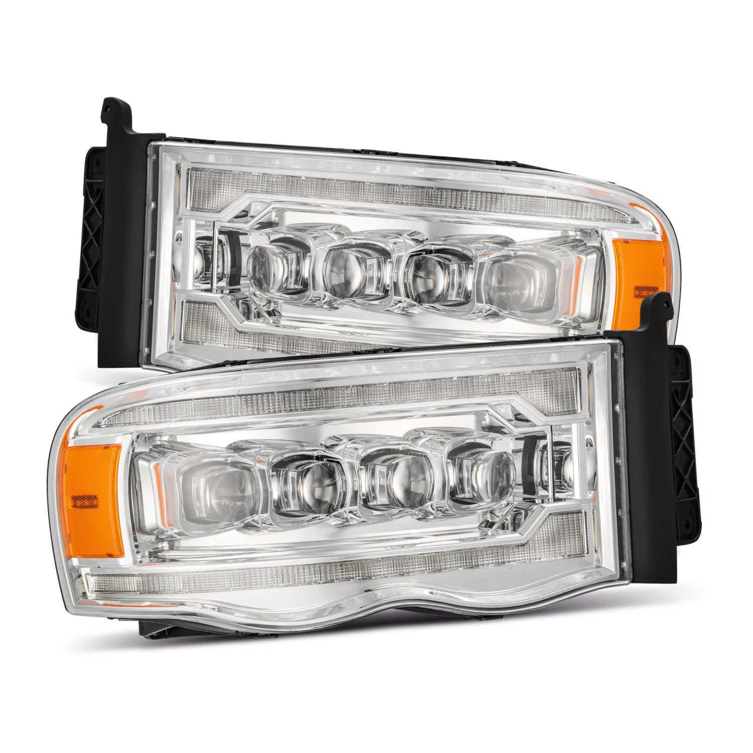 AlphaRex LED Projector Headlights Dodge Ram (02-05) [3D Ice-Cube LED - NOVA Series w/ DRL] Black / Chrome / Jet Black - Image 8