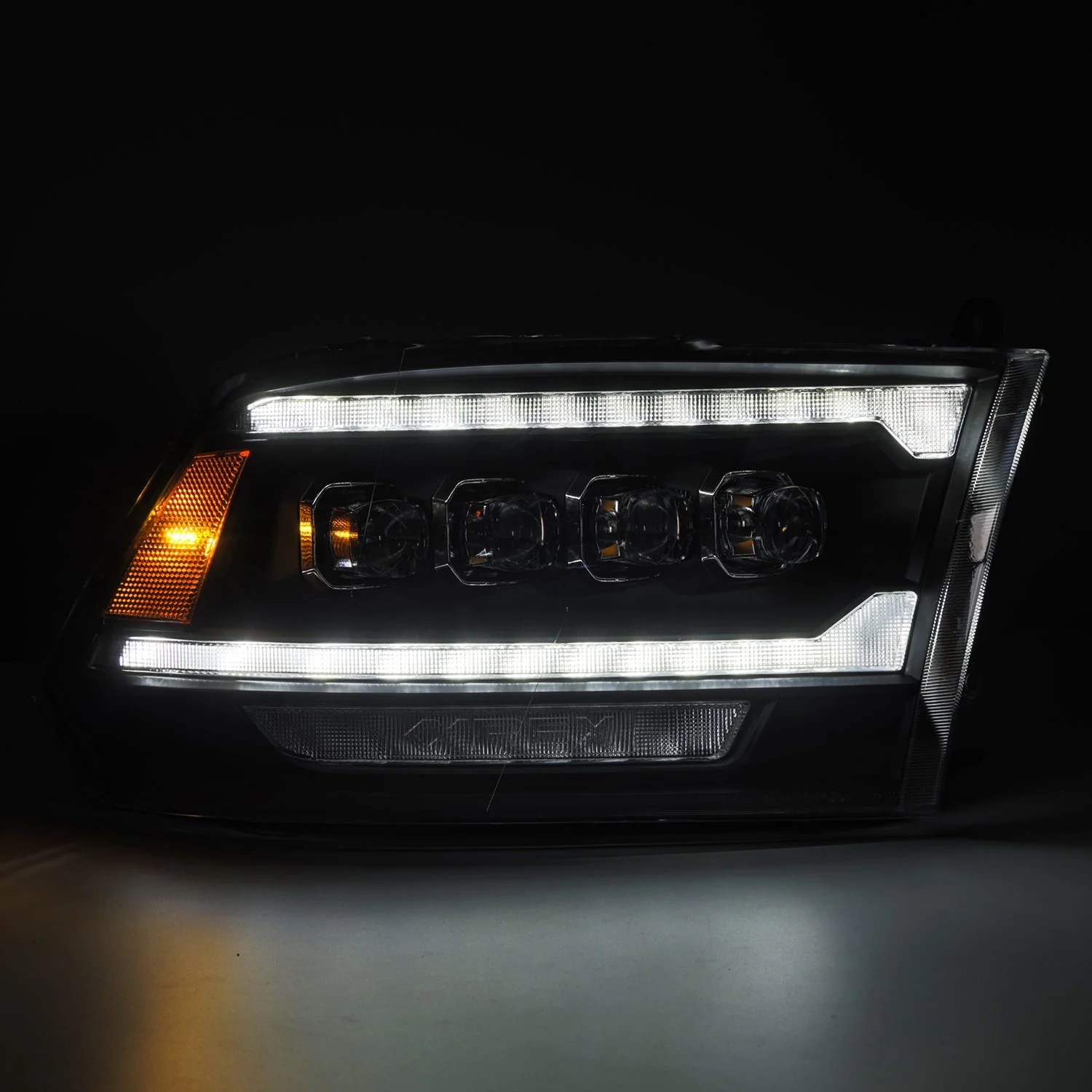 AlphaRex LED Projector Headlights Dodge Ram (09-18) [3D Ice-Cube LED - NOVA Series w/ DRL] Black / Chrome / Jet Black - Image 10