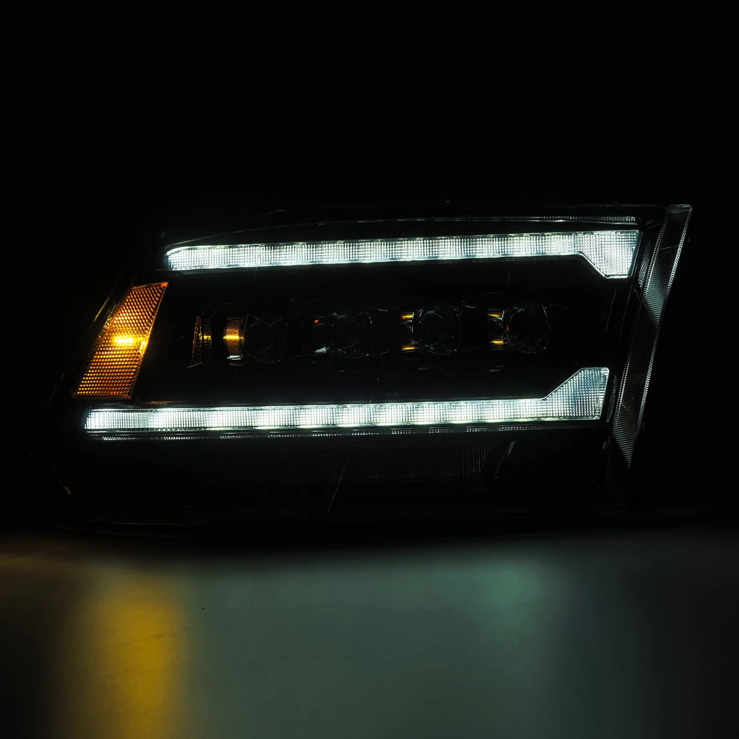 AlphaRex LED Projector Headlights Dodge Ram (09-18) [3D Ice-Cube LED - NOVA Series w/ DRL] Black / Chrome / Jet Black - Image 3