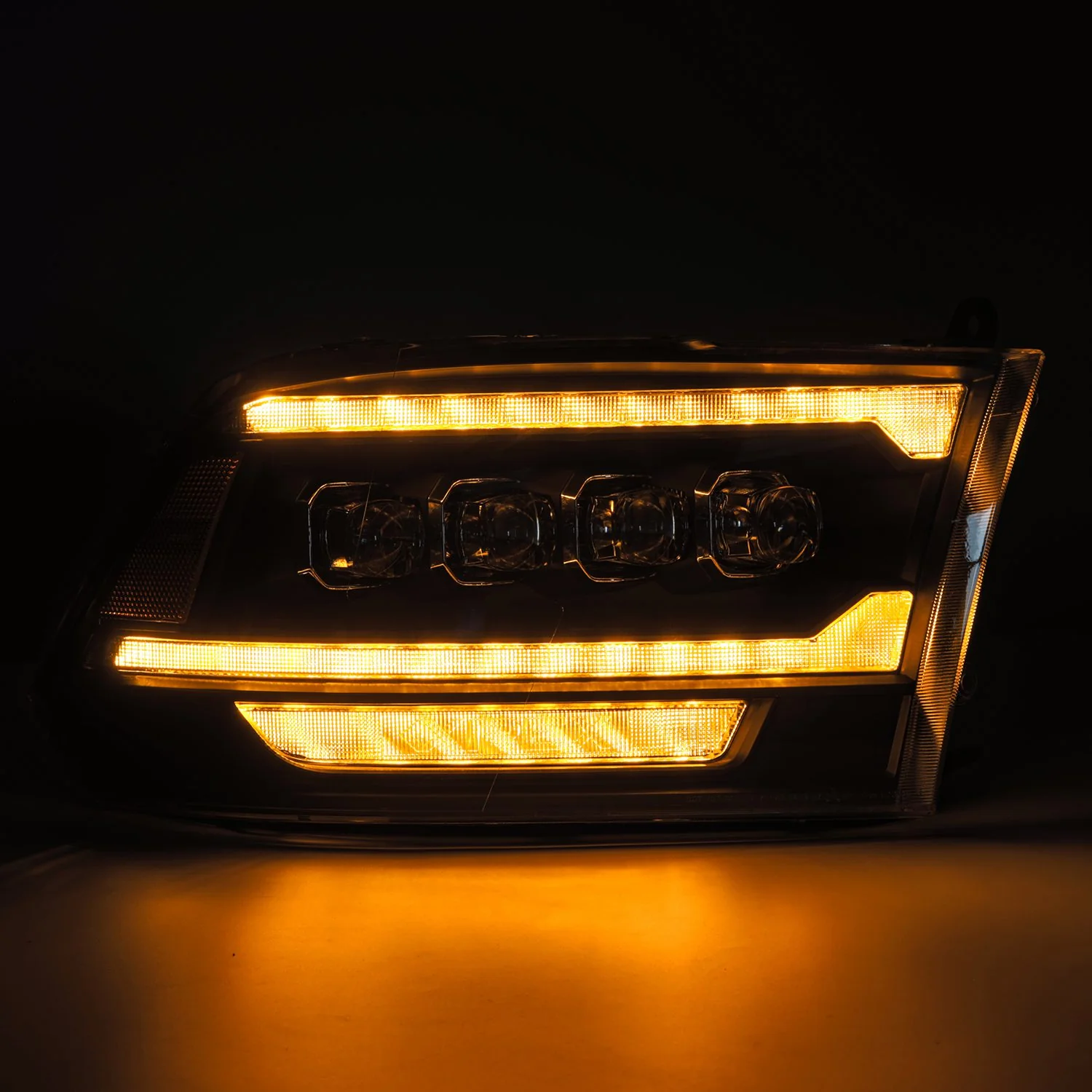 AlphaRex LED Projector Headlights Dodge Ram (09-18) [3D Ice-Cube LED - NOVA Series w/ DRL] Black / Chrome / Jet Black - Image 9