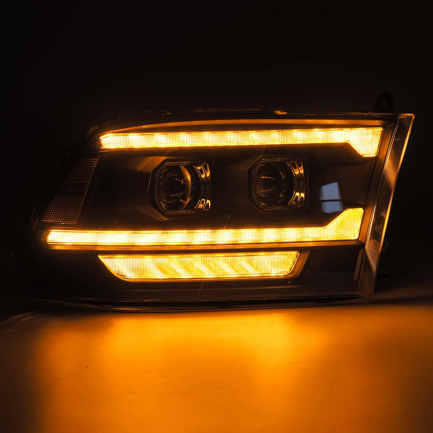 AlphaRex LED Projector Headlights Dodge Ram (09-18) [5th Gen Version LUXX Series - DRL Light Tube] Alpha-Black / Black / Chrome - Image 2
