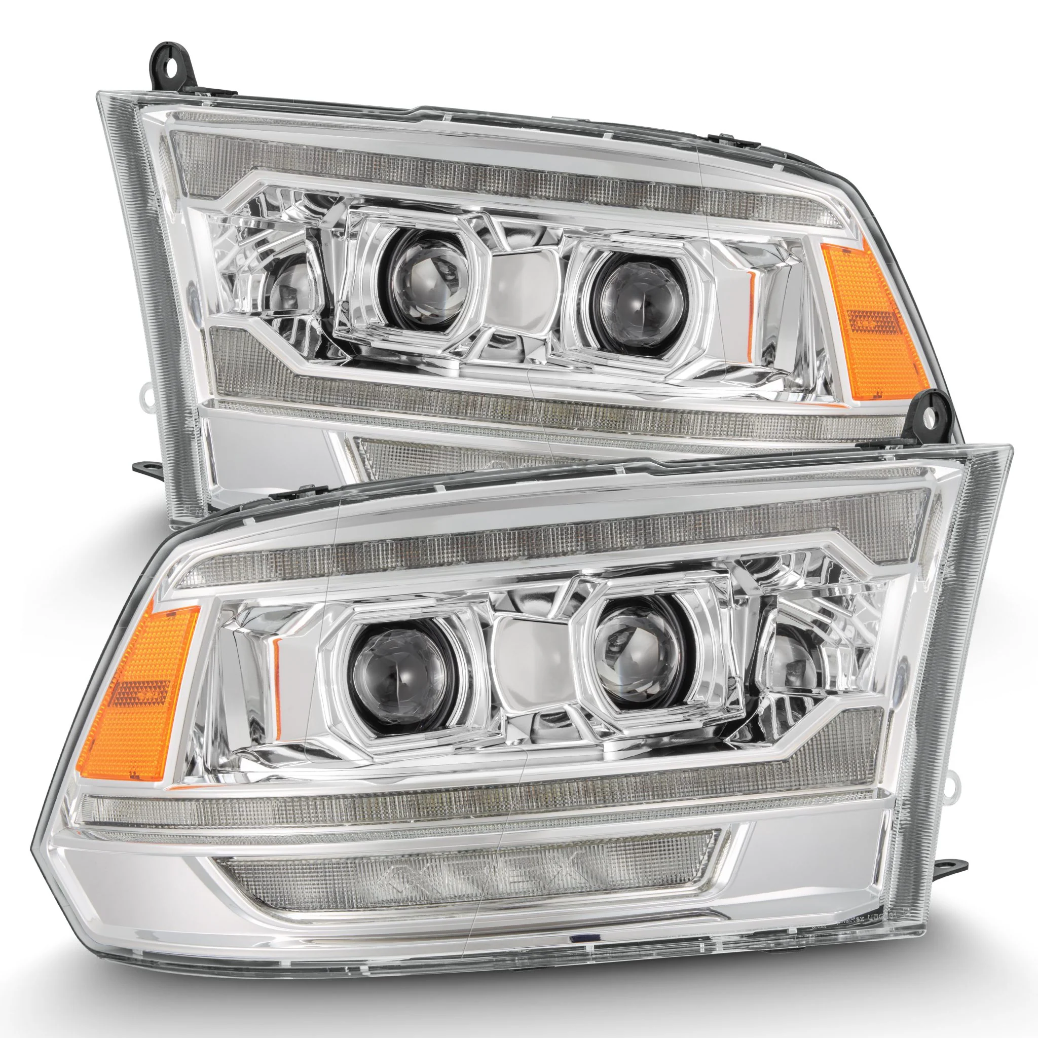 AlphaRex LED Projector Headlights Dodge Ram (09-18) [5th Gen Version LUXX Series - DRL Light Tube] Alpha-Black / Black / Chrome - Image 6