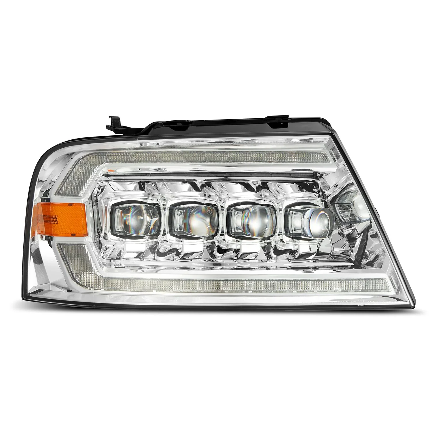AlphaRex LED Projector Headlights Ford F150 (04-08) [3D Ice-Cube LED - NOVA Series w/ DRL] Alpha-Black / Black / Chrome - Image 11