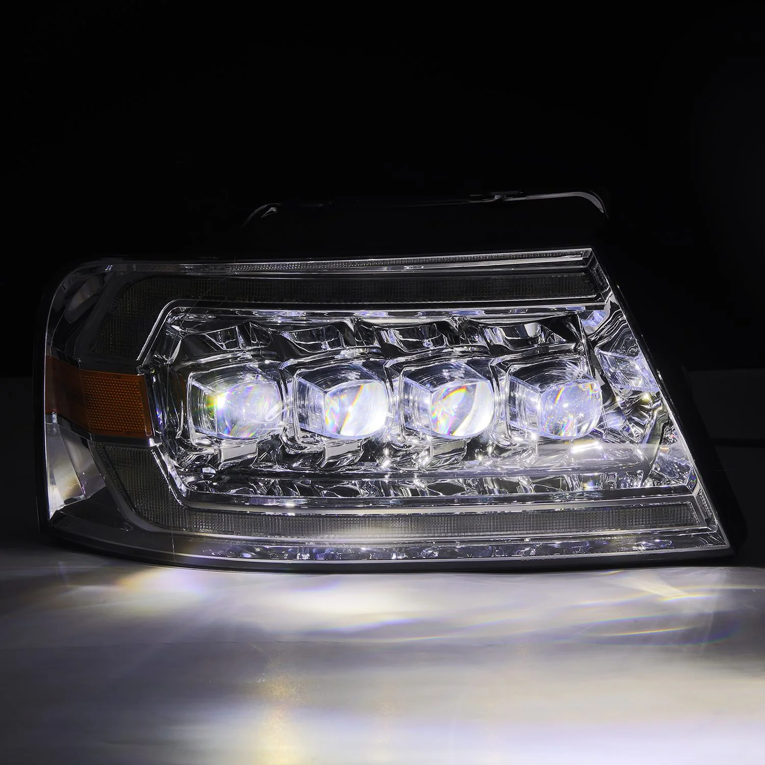 AlphaRex LED Projector Headlights Ford F150 (04-08) [3D Ice-Cube LED - NOVA Series w/ DRL] Alpha-Black / Black / Chrome - Image 12