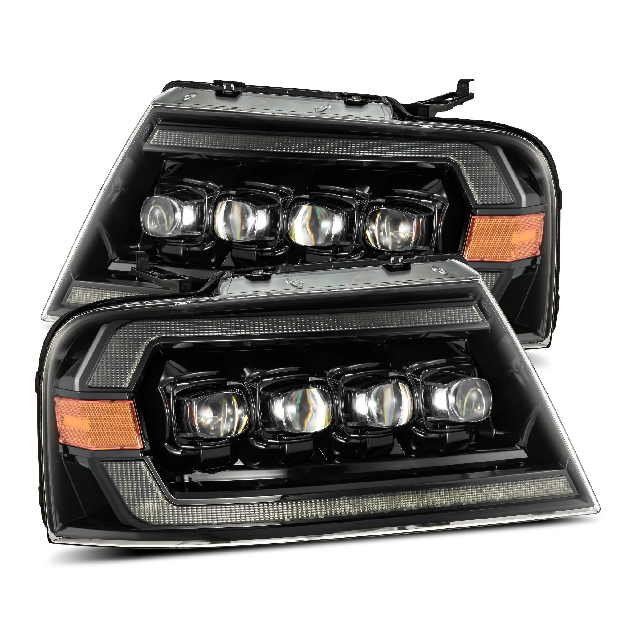 AlphaRex LED Projector Headlights Ford F150 (04-08) [3D Ice-Cube LED - NOVA Series w/ DRL] Alpha-Black / Black / Chrome - Image 19