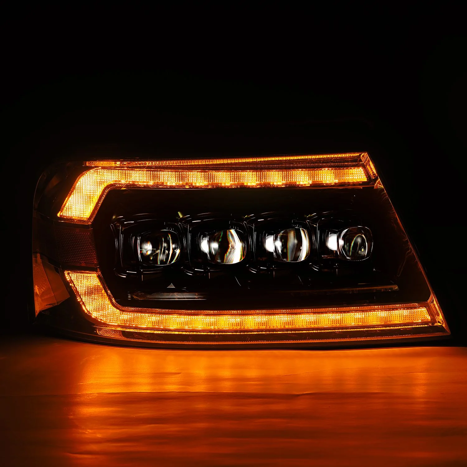 AlphaRex LED Projector Headlights Ford F150 (04-08) [3D Ice-Cube LED - NOVA Series w/ DRL] Alpha-Black / Black / Chrome - Image 23