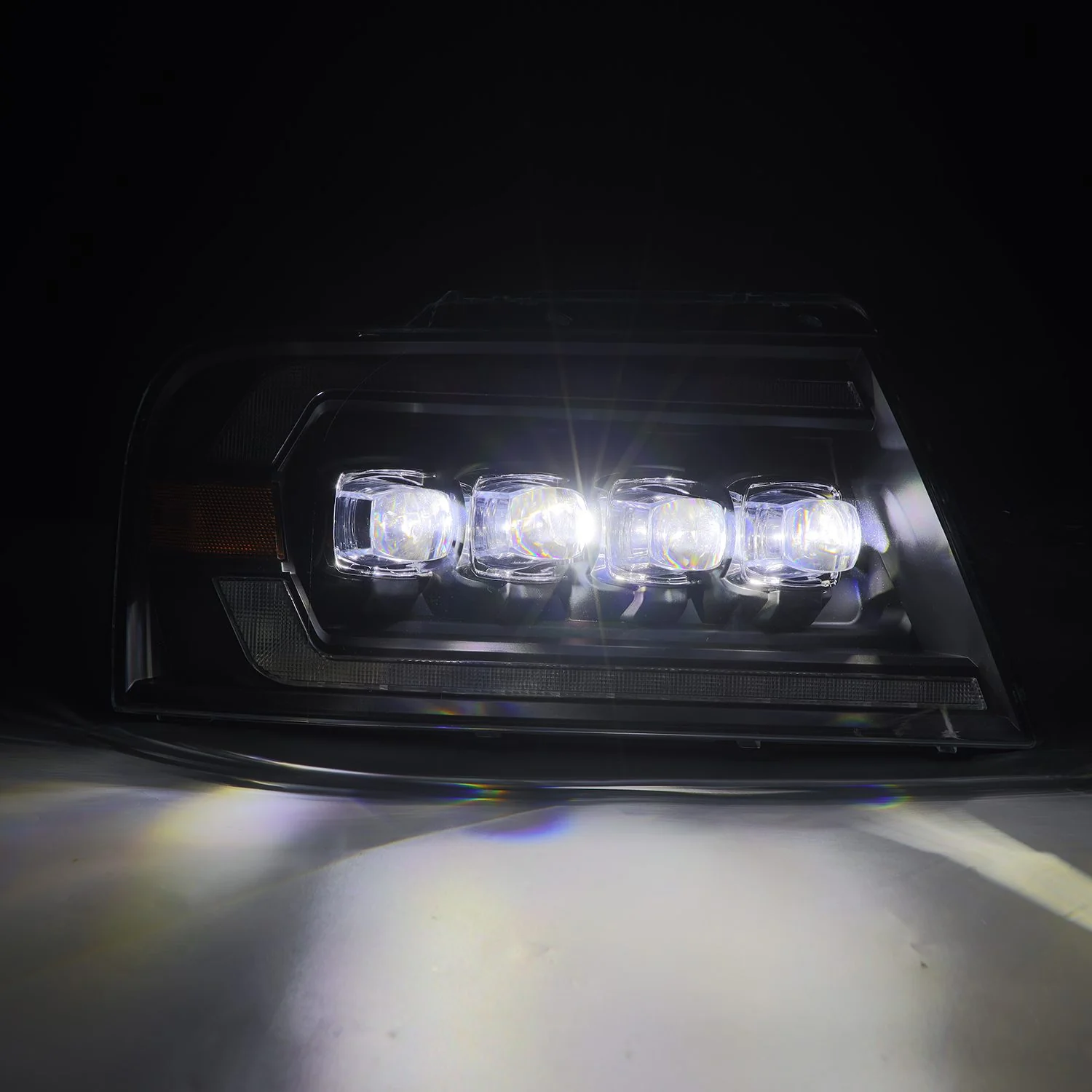 AlphaRex LED Projector Headlights Ford F150 (04-08) [3D Ice-Cube LED - NOVA Series w/ DRL] Alpha-Black / Black / Chrome - Image 3