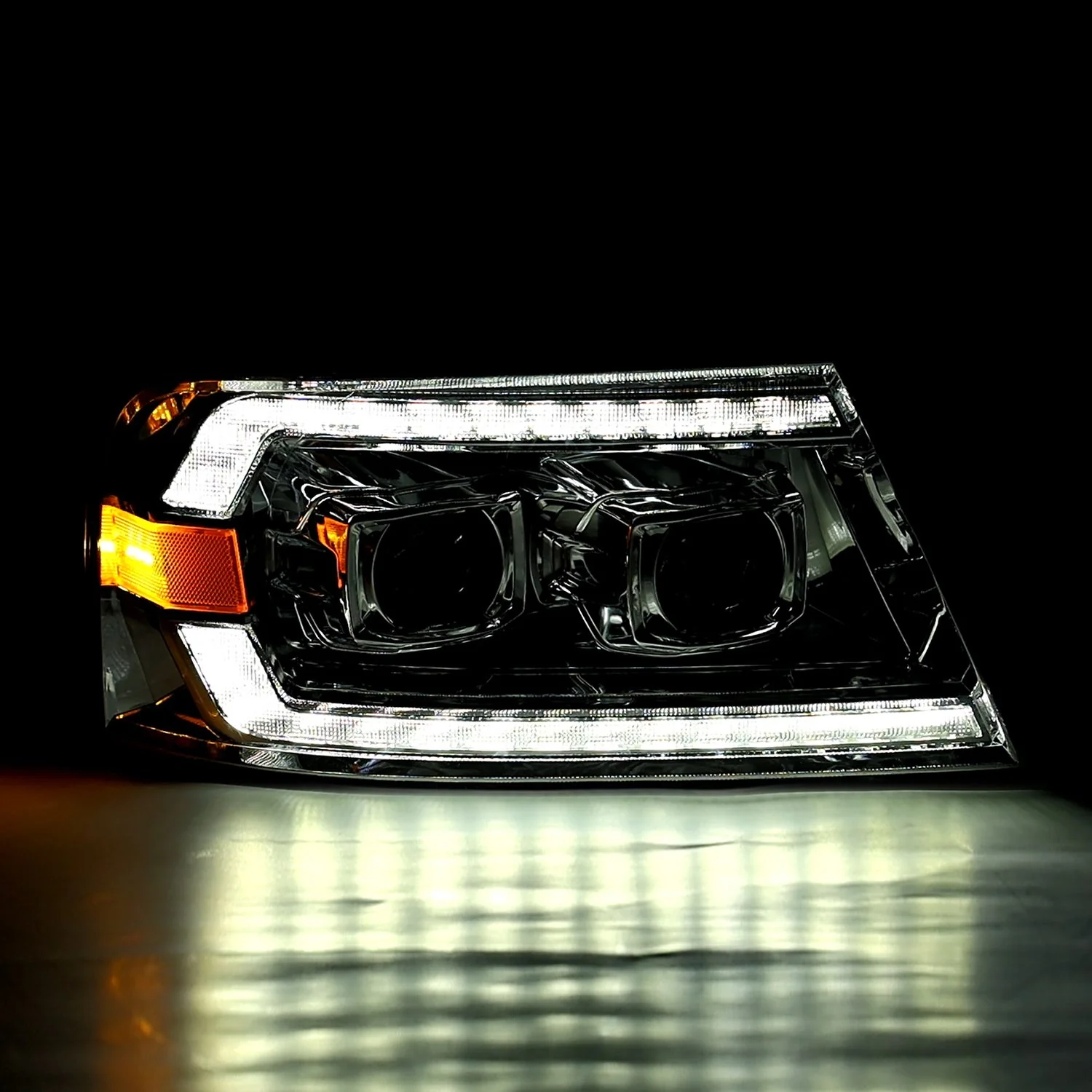AlphaRex LED Projector Headlights Ford F150 (04-08) [LUXX Series - DRL Light Tube] Black / Chrome / Alpha-Black - Image 12