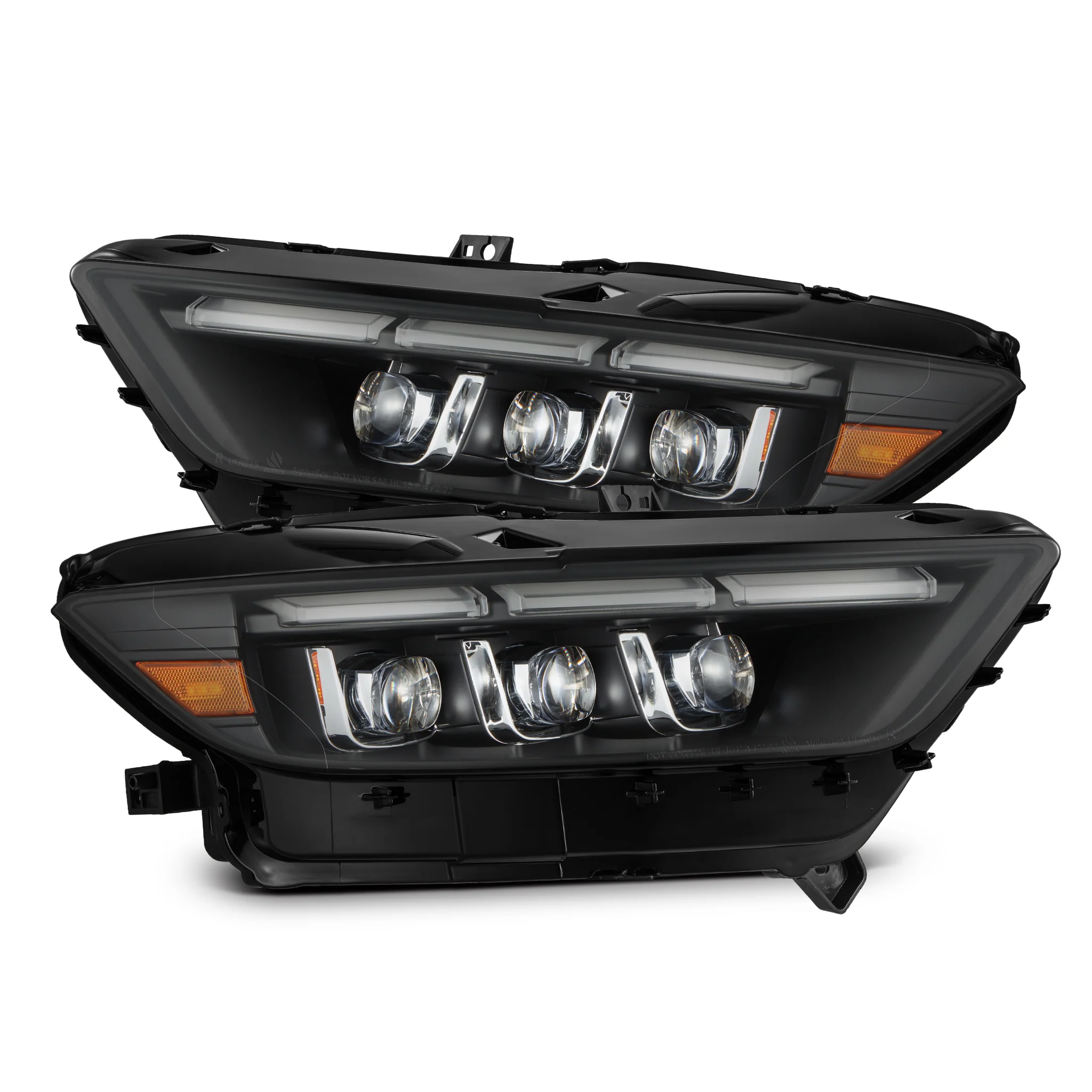 AlphaRex LED Projector Headlights Ford Mustang (15-17) S550 [3D Ice-Cube LED - NOVA Series w/ DRL] Alpha-Black or Black - Image 23