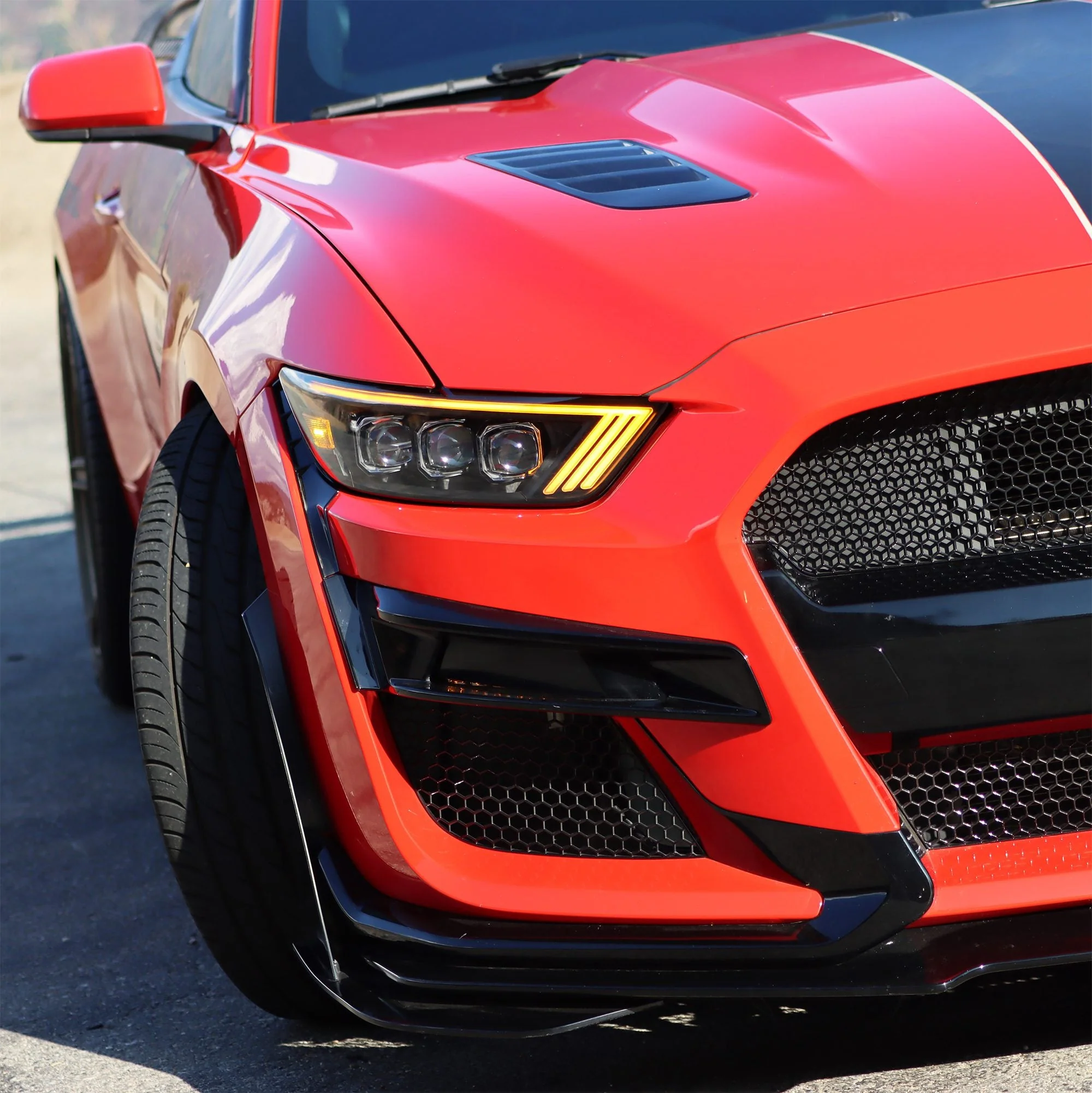 AlphaRex LED Projector Headlights Ford Mustang Shelby GT350 / GT500 (18-20) S550 [3D Ice-Cube LED - NOVA Series w/ DRL] Alpha-Black or Black - Image 11