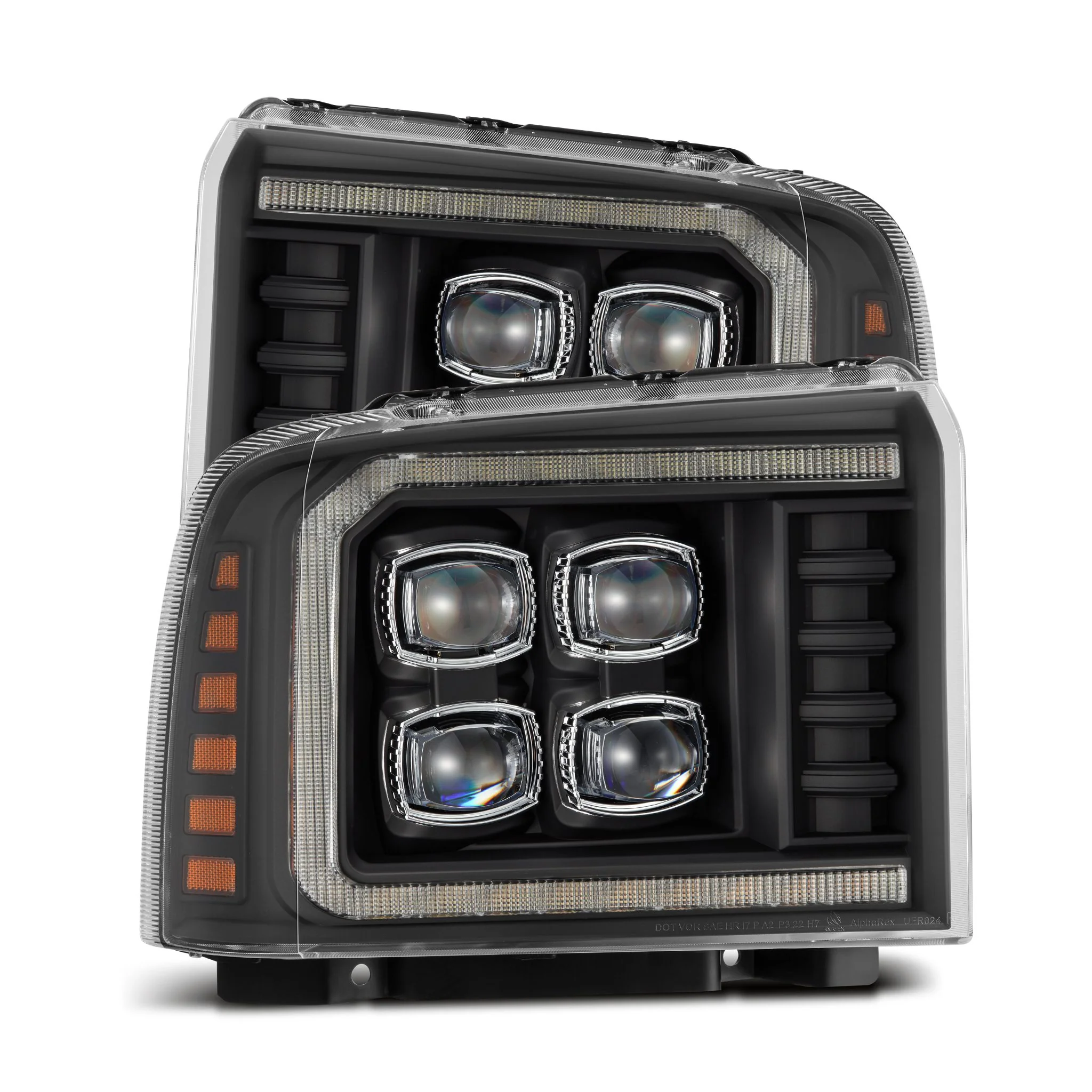 AlphaRex LED Projector Headlights Ford Super Duty (05-07) [3D Ice-Cube LED - NOVA Series w/ DRL] Alpha-Black or Black - Image 6